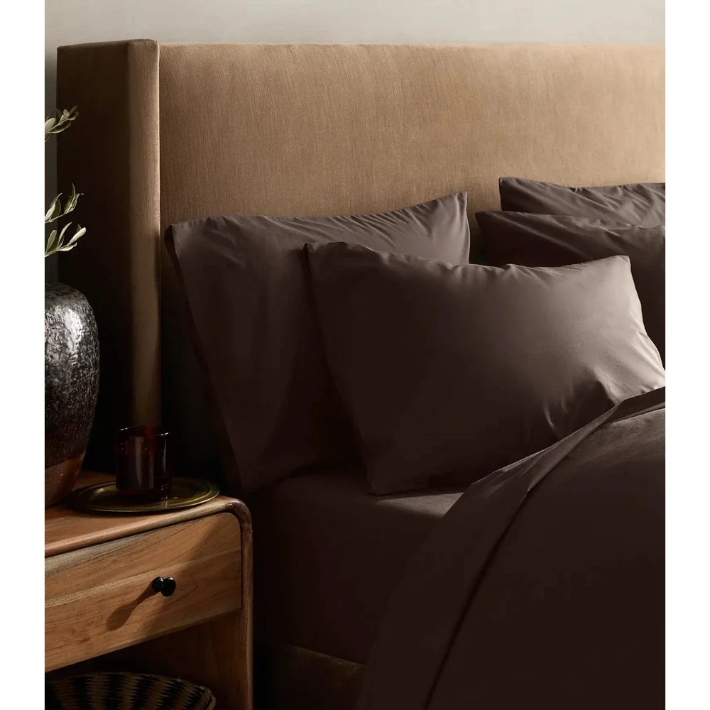 Quince Classic Organic Percale Duvet Cover Set Espresso Brown King/Cal King NEW